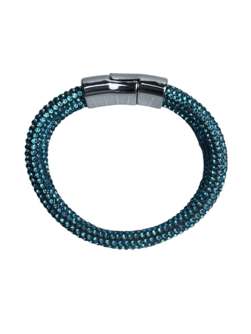 Blue Crystal Wrap Bracelet Magnetic Clasp Sparkle Layered
